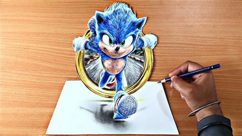 How To Draw Sonic 3d Drawing Sonic The Hedgehog Movie 2020 Youtube