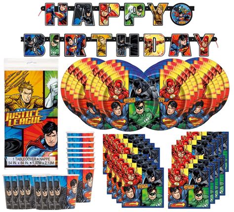 Dc Comics Justice League Superheros Birthday Party Supplies Pack Bundle Serve Comic Party