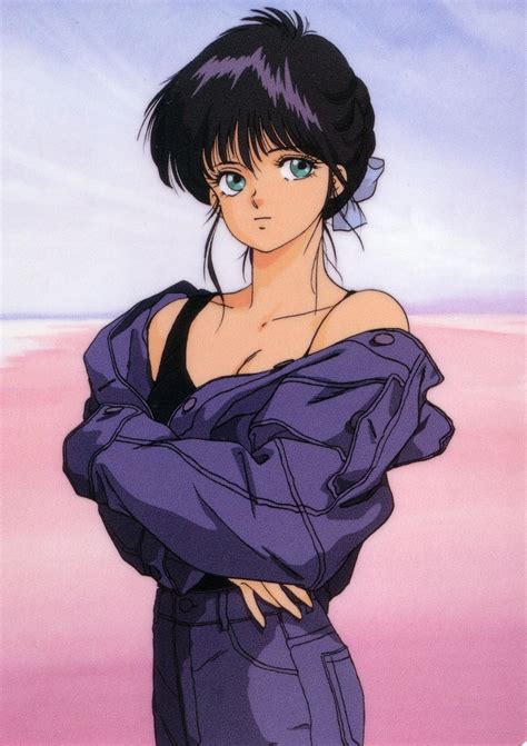 the big imageboard tbib 80s ayukawa madoka black hair breasts cleavage crossed arms green