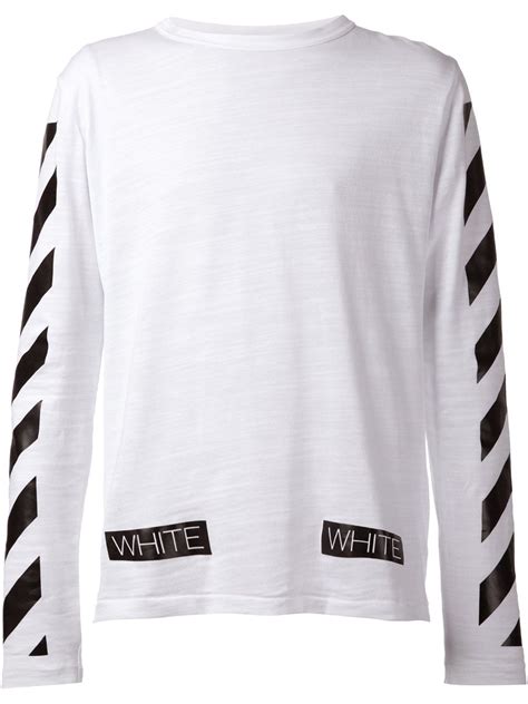 Off White Striped Sleeve T Shirt Farfetch