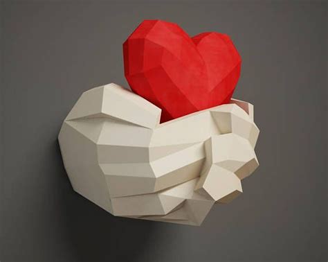 Paper Craft Hands With Heart Papercraft 3d Wall Decor Diy