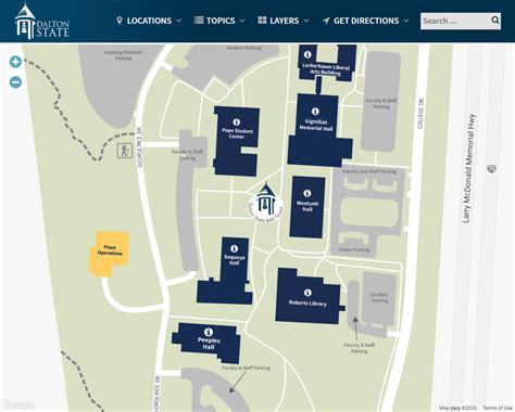 Dalton State College Campus Map Map Of Us Topographic