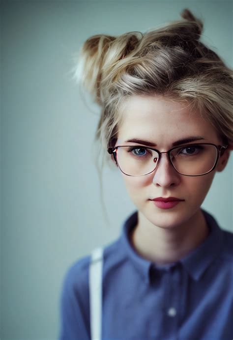 Real Life Cute Girl With Rimless Glasses Blonde Midjourney Openart