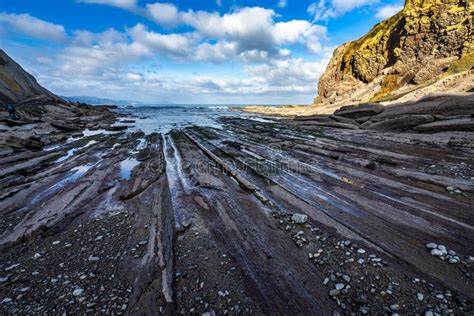 Geological Rock Formations Flysch In Zumaia Basque Country Spain