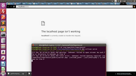 Php Fail To Open File In Laravel The Localhost Page Isnt Working Localhost Is Currently