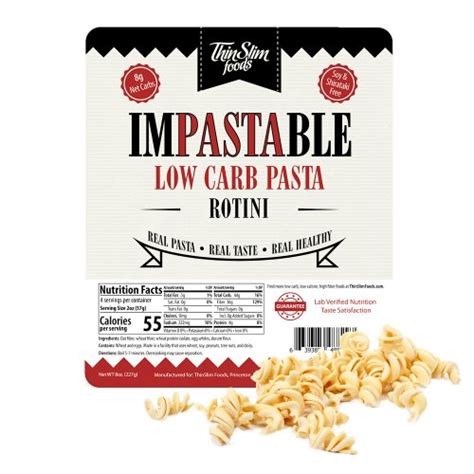 Thinslim foods impastable low carb fettuccine pasta. ThinSlim Foods Impastable Low Carb Pasta Rotini [dry-pasta ...