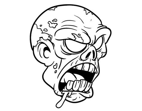 Awful Cartoon Outline Zombie Head Tattoo Design Tattooimagesbiz