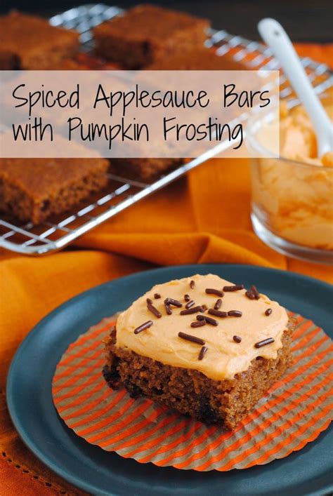 Find healthy, delicious diabetic pumpkin dessert recipes, from the food and nutrition experts. Spiced Applesauce Bars with Pumpkin Frosting - Cake bars ...