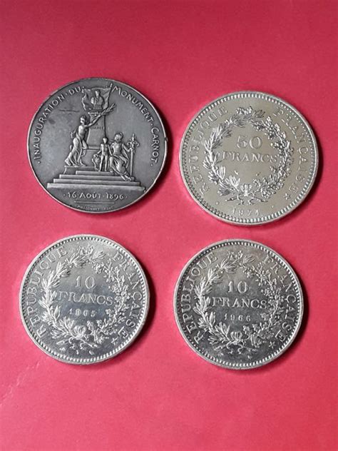 Francia Lot Of 3 Coins 19651974 And 1 Medal Carnot 1896 Catawiki