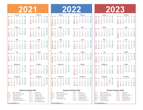Kalender 2021 2022 En 2023 Week Begint Op Maandag Stockvectorkunst En