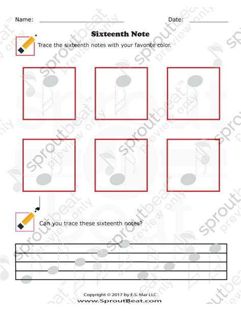 Sixteenth Note Music Worksheets Notes Music Theory