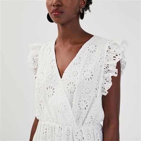 Shop women's broderie anglaise dresses. Robe droite broderie anglaise ecru femme | Cache Cache