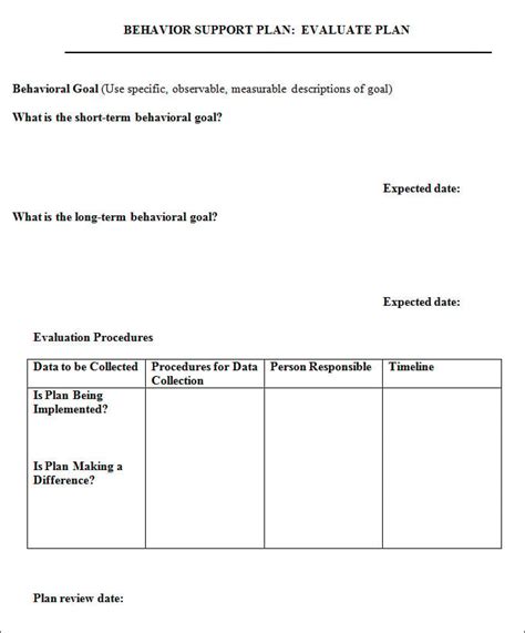 Behavior Support Plan Template 4 Free Word Pdf Documents Download