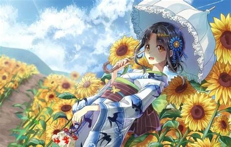 Anime Girl With Sunflower Anime Fan Art 43416987 Fanpop