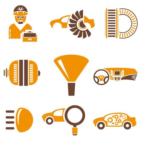 Automotive Icons Car Parts And Garage Icons Stock Vector Image By