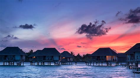 maldives bungalow nature tropics sunrise and 2560x1440 maldives sunset hd wallpaper pxfuel