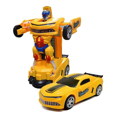Toysery Bumblebee Transforming Robot Car Colorful Lights Ideal For