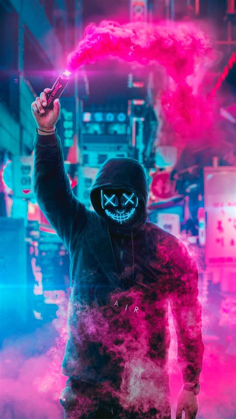 Mask Guy Neon Wallpaper