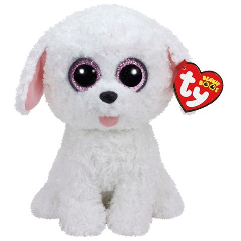 Pippi White Dog Beanie Boo Medium Stuffed Animal By Ty 37065