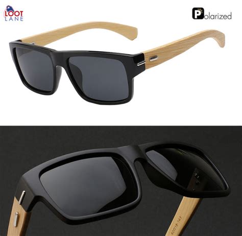 Square Polarized Wood Sunglasses Loot Lane