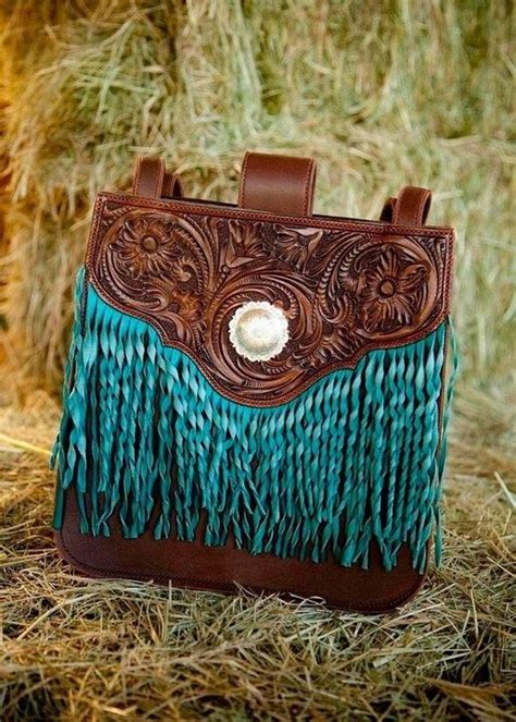Classy Cowgirl Hand Tooled And Fringed Handbag Tooled Leather