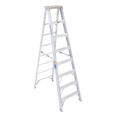Werner 8 Ft Aluminum Step Ladder With 375 Lb Load Capacity Type Iaa
