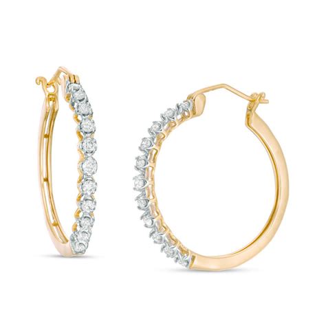 Ct T W Diamond Hoop Earrings In K Gold Zales