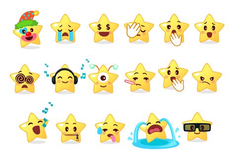 Collection Of Different Emoticons Of Cute Star 1308745 Vector Art At