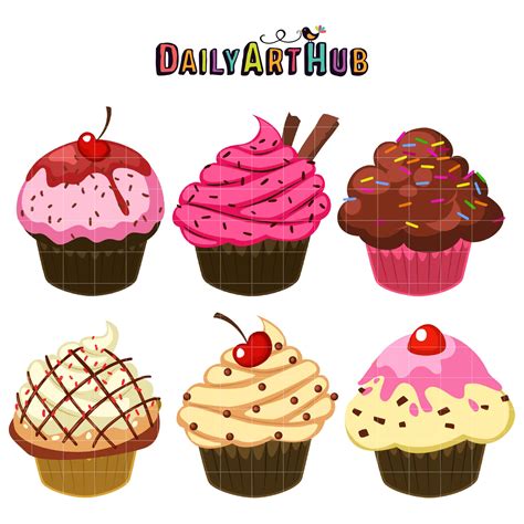 Lovely Cupcakes Clip Art Set Daily Art Hub Free Clip Art Everyday