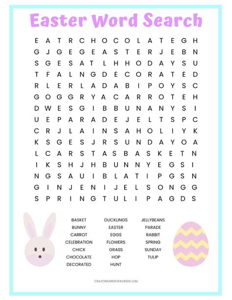 Easter Word Search Printable Worksheet