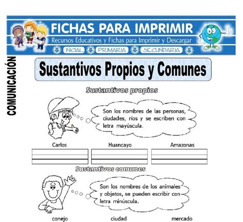 Ejemplos De Sustantivos Propios Y Comunes Para Niños De Primaria