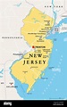 New Jersey, NJ, politische Landkarte mit der Hauptstadt Trenton. Staat ...