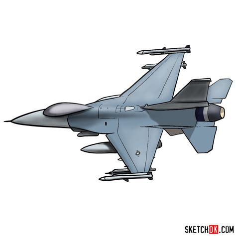 How To Draw Lockheed Martin F 16 Fighting Falcon Sketchok Easy