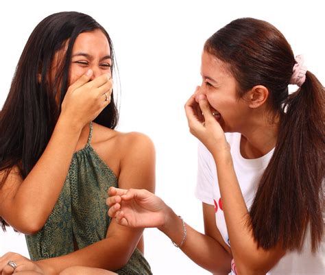 Two Teenager Girls Laughing And Giggling Royalty Free Stock Image