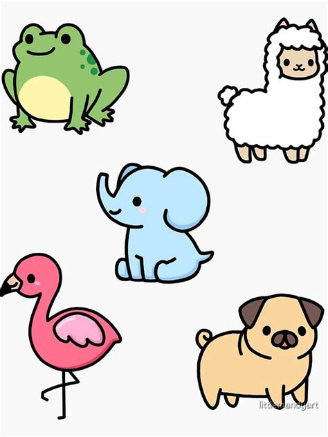 Cute Animal Sticker Pack 4 Sticker By Littlemandyart In 2021 Cute