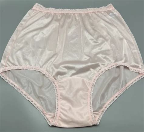 Vintage Pink Size 7 Vanity Fair Nylon Granny Panties Sheer Lace Trim