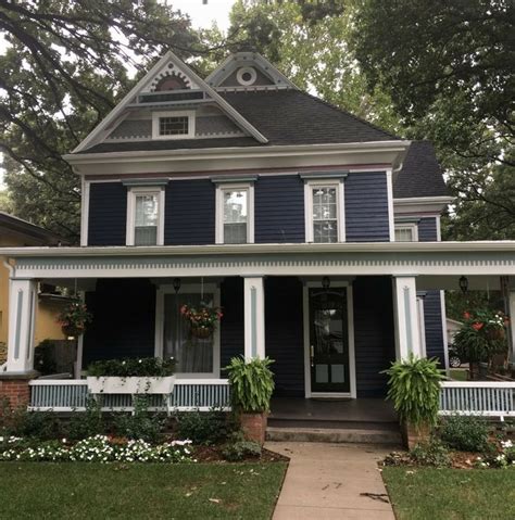 Nice Example Of Navy Blue Exterior Paint Victorian Homes Exterior