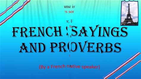 French Sayings And Proverbs Youtube