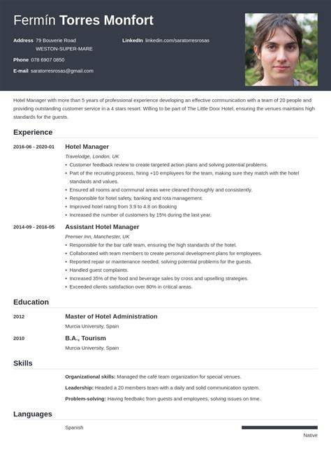 Curriculum Vitae En Inglés Ejemplo Plantilla English Cv