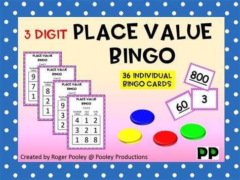 Three Digit Place Value Bingo Game Instructions 26 Pgs Teaching