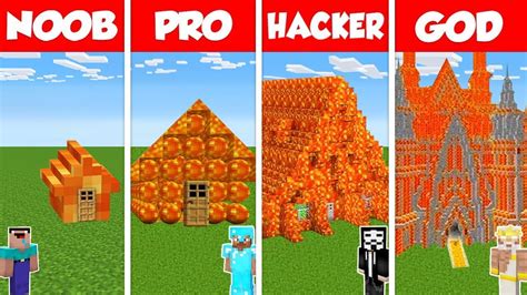 Minecraft Battle Noob Vs Pro Vs Hacker Vs God Lava Block House Base