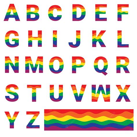 Premium Vector Decorative Alphabets Rainbow Color Waves Letters