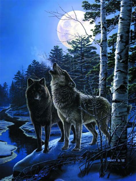 Moonlight Animal Pop Wolf Printed Oil Painting On Canvas Wall Art