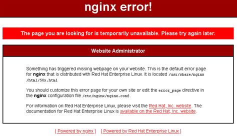 Error de Nginx La página que está buscando no está disponible temporalmente No puedo
