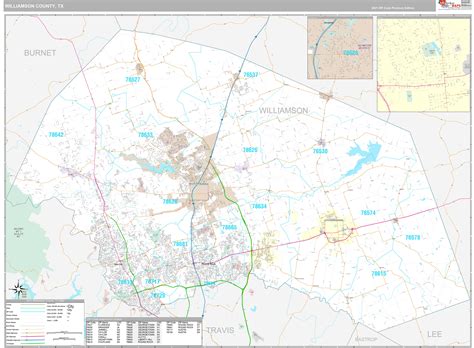 Williamson County Tx Wall Map Premium Style By Marketmaps Mapsales
