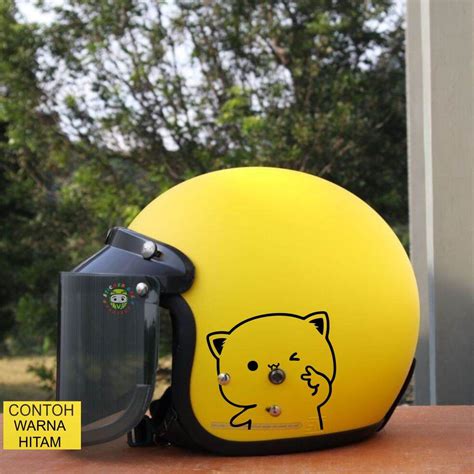 Sticker Emot Kucing Hachi Cutting Stiker Motor Dan Helm Stiker Helm