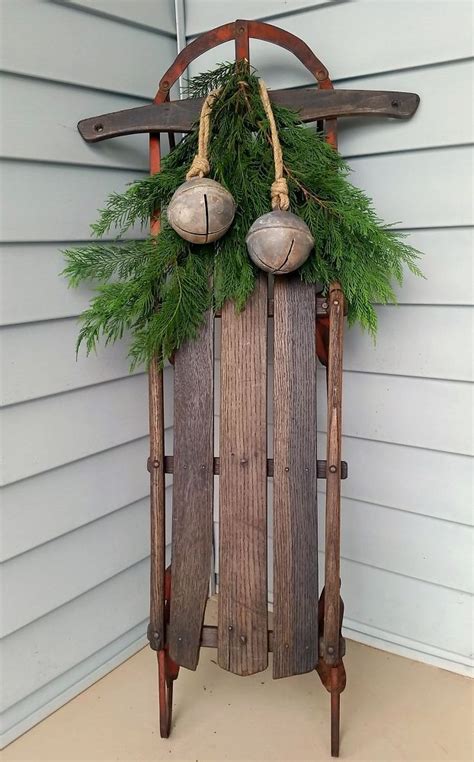 Antique Sled And Sweater Christmas Decorations Rustic Christmas