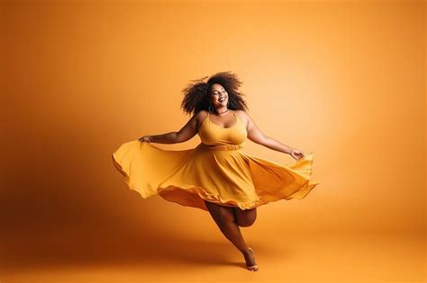 Premium Ai Image Confident Body Moves Plus Size Woman Having Fun With Her Body In A Color