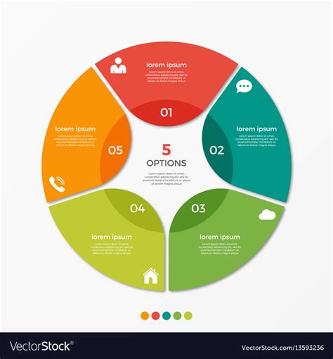 Circle Chart Infographic Template With 5 Options Vector Image