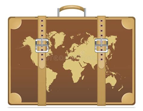 Travel Suitcase With World Map Stock Vector Illustration Of Leisure